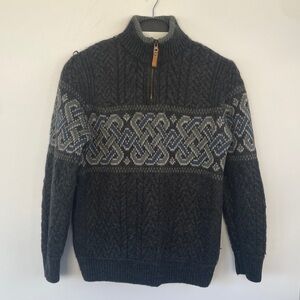 Aran Crafts Gray Sweater 100% Wool Small